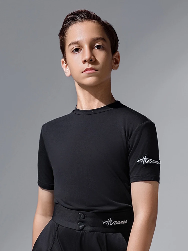2026 New Latin Dance Performance Costumes For Boys Short Sleeved Practice Clothes Kids Samba Chacha Tango Latin Wear DQS20474