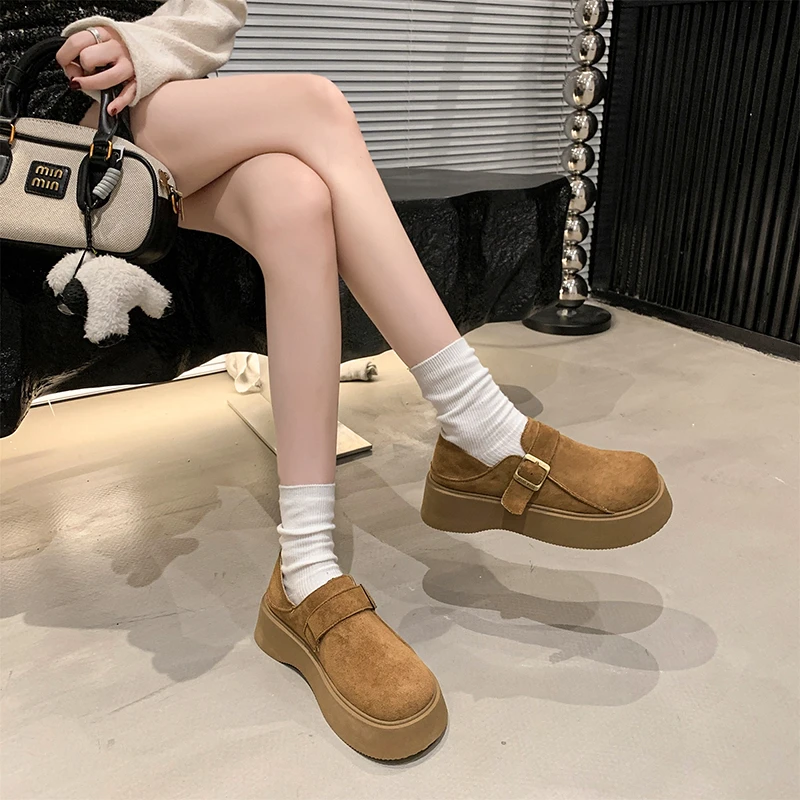 

Muffin Thick Bottom Round Head Buckle Waterproof Table Fashion All-match Comfortable Non-slip Breathable Women's Single Shoes