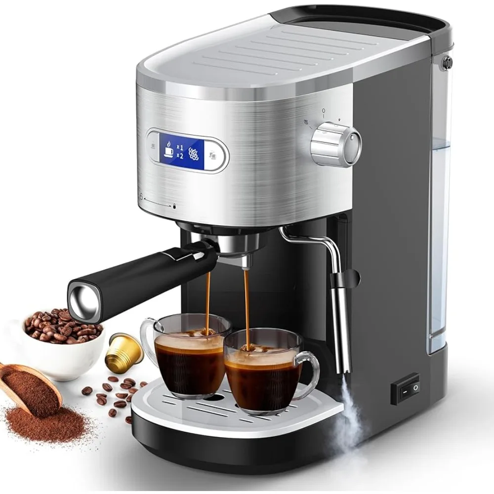 Joy Pebble Espresso Machine, Coffee Machine with 40.5oz Water Tank Brewing for Espresso/Cappuccino/Latte,1350W