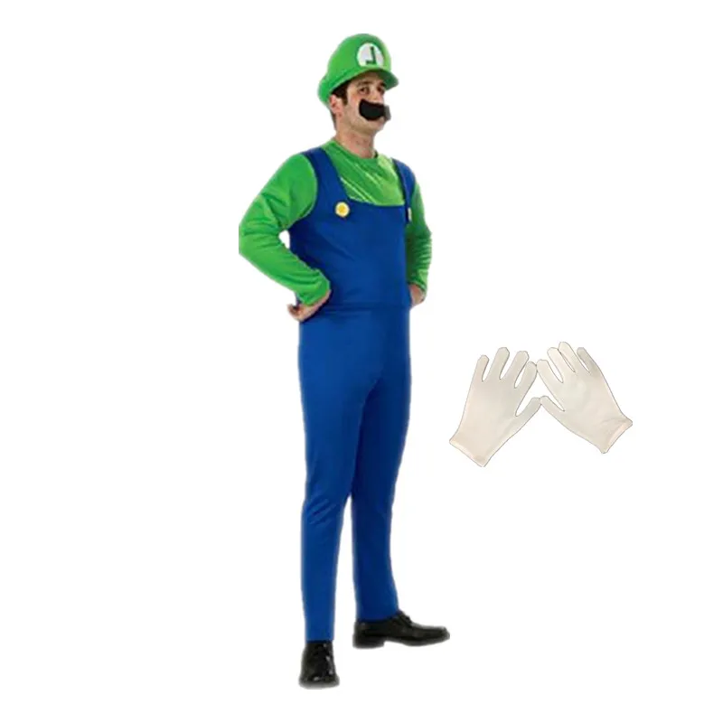 Super Brothers kostuum cosplay verkleedoutfit Halloween carnaval unisex heren dames volwassen tieners nieuw met hoed en snor
