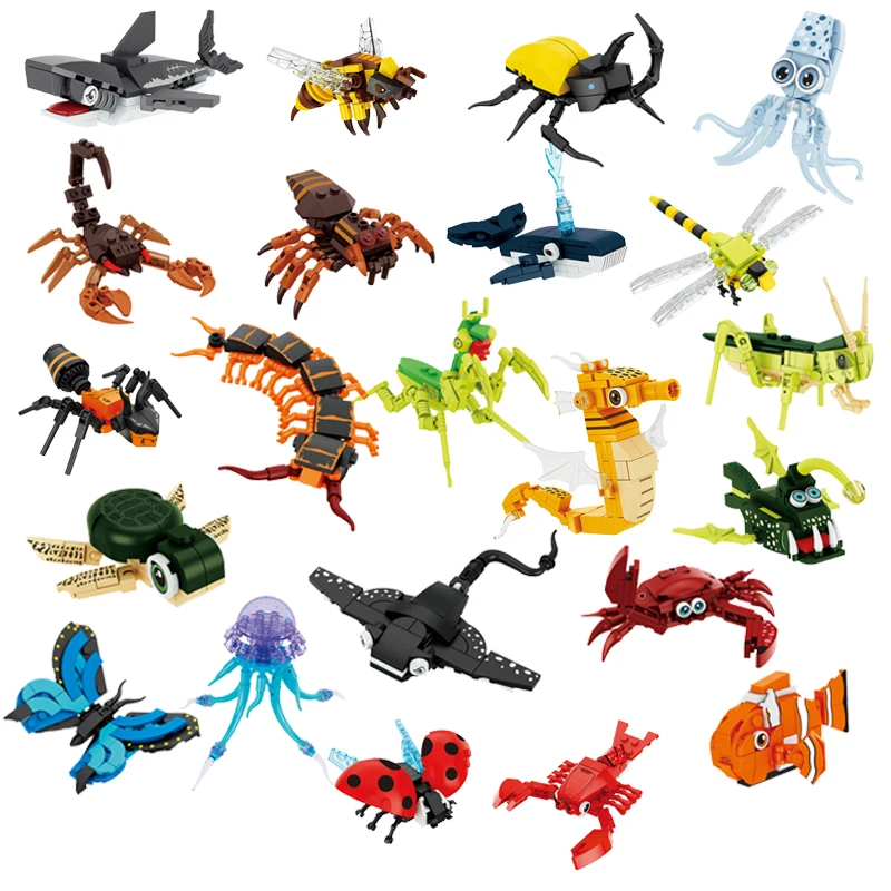 Aliexpress ﻿&Moc Insect Animal Model Bee Ant Butterfly Cricket Grasshopper whale Set Building Blocks Diy Puzzle Assemble Toys Boy Kid Gift - Aliexpress Deal