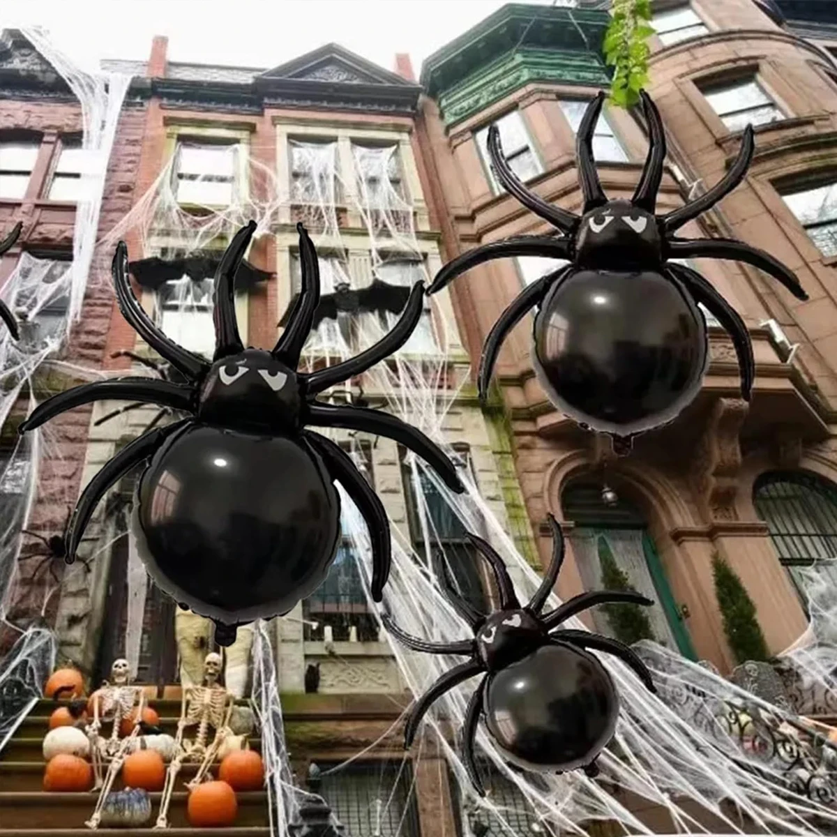 3pcs Halloween black spider balloons, Halloween party, spider theme decoration birthday party supplies