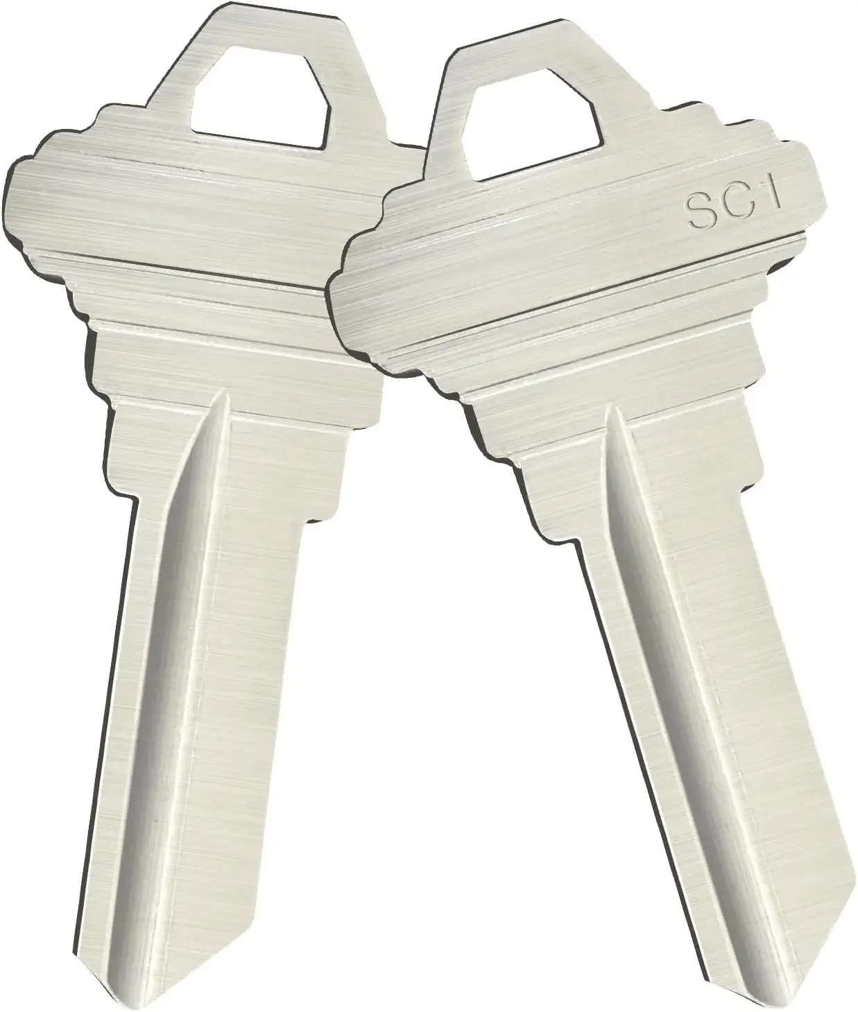 SC1 Blank Key Blanks, Standard Alloy Cuttable Spare Keys for Residential House Door Locks, Bulk Pack