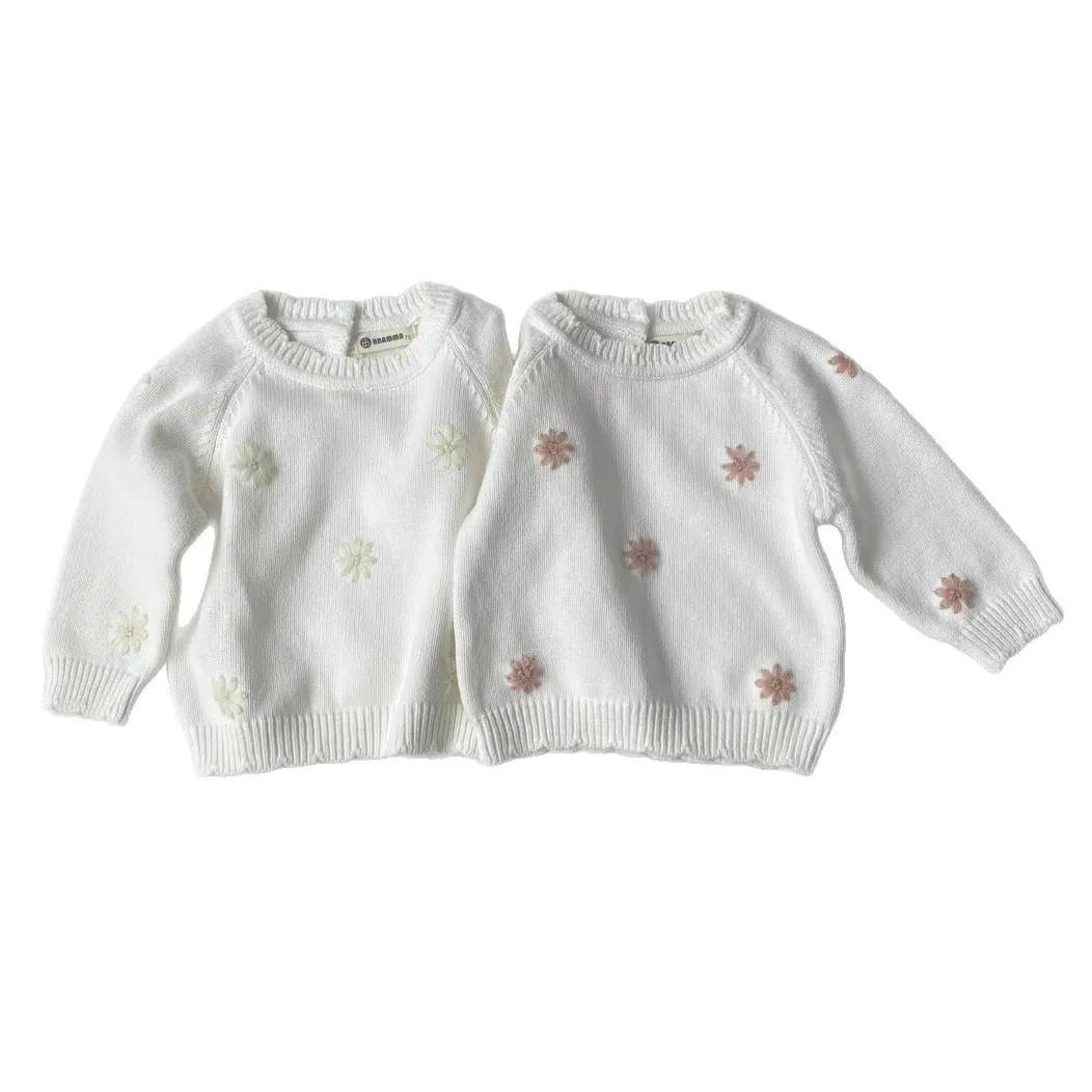 Image 7: Pull à manches longues pour bébé, pull tricoté à fleurs, en coton, décontracté, vêtements pour tout-petits, nouvelle collection printemps 2026