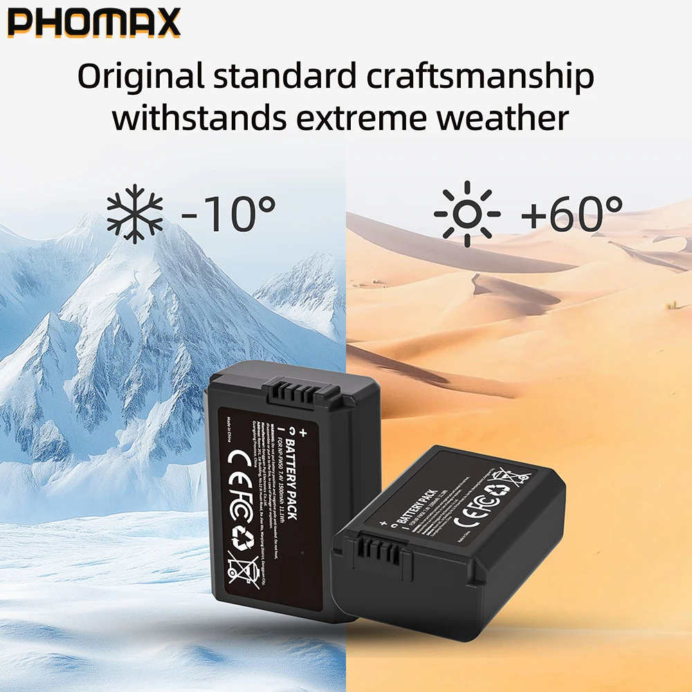 PHOMAX 1500mAh NP-FW50 NP FW50 Digital Battery + USB Dual Charger For Sony Alpha a6500 a6300 a6000 a5000 a3000 NEX-3 a7R ZV-e1