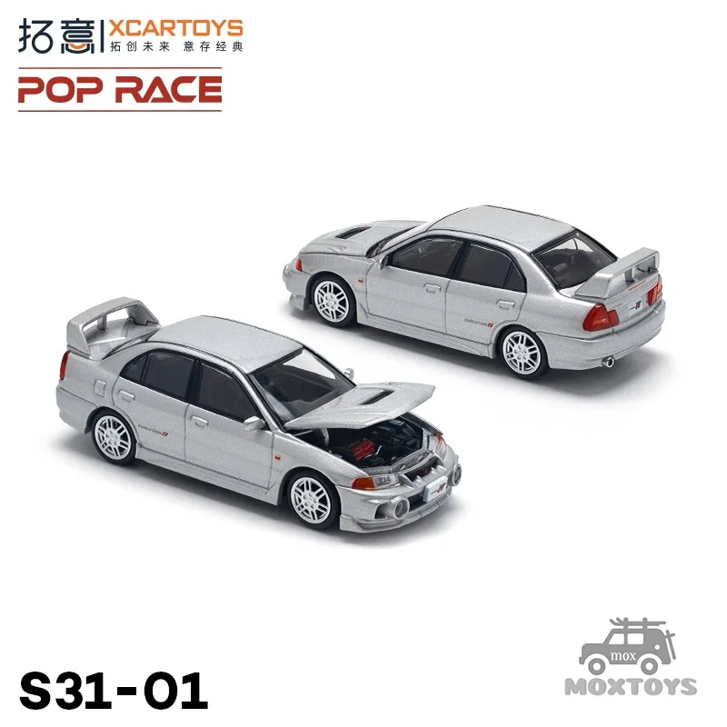 Xcartoys x POP RACE 다이캐스트 모델 자동차, 1:64 랜서 에볼루션 IV 실버