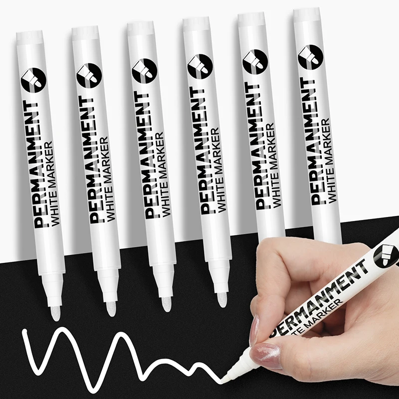 Juego de rotuladores de Manga blancos, tinta permanente para álbum de recortes, bolígrafo para neumáticos, útiles escolares impermeables, papelería, pincel artístico, 2,0mm, 1/3/5 Uds.