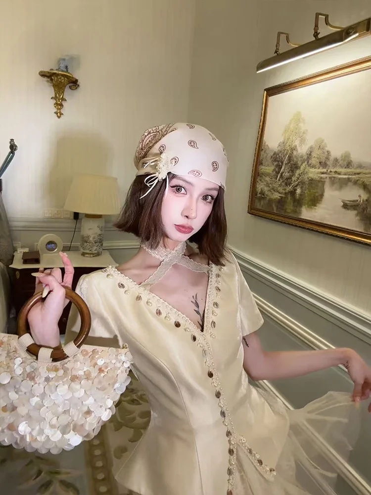 

PITAO Original Island Confion Summer Heavy Design Faionable irt Top Women's Ele Sle Two-Piece Set Universal Fit