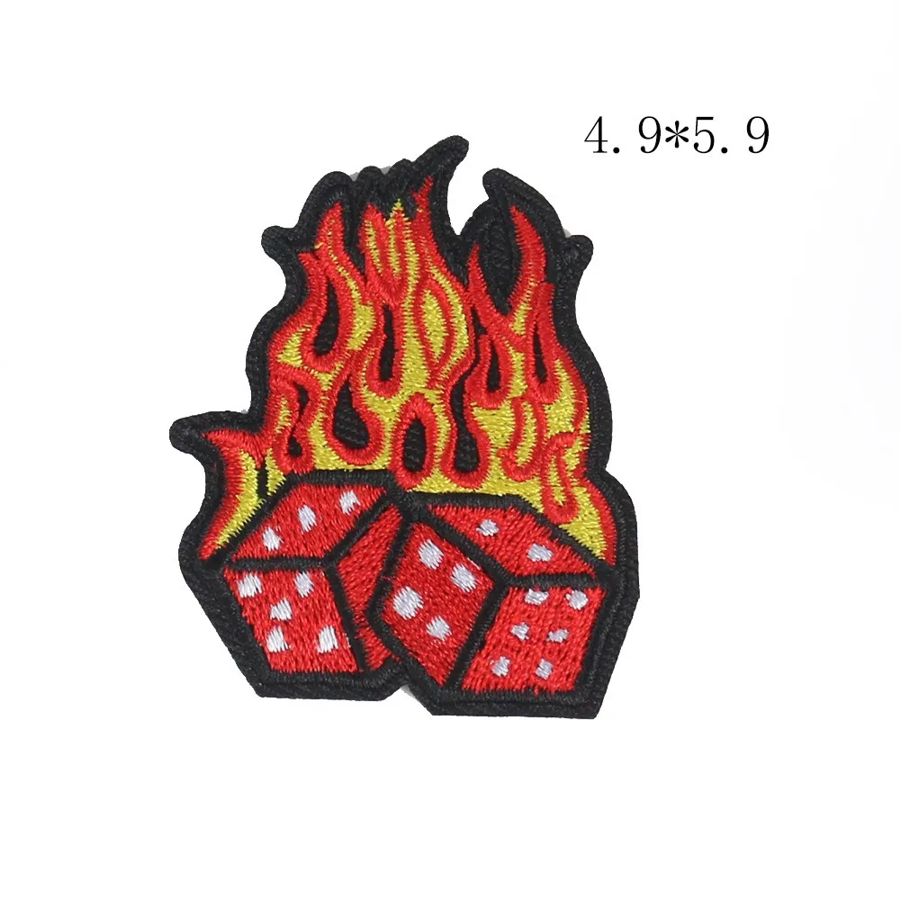 Poker Cards Embroidery Iron on Patches for Clothing Skull Spade A Card Thermo Adhesive Stickers King Queen Figure Dice Appliques