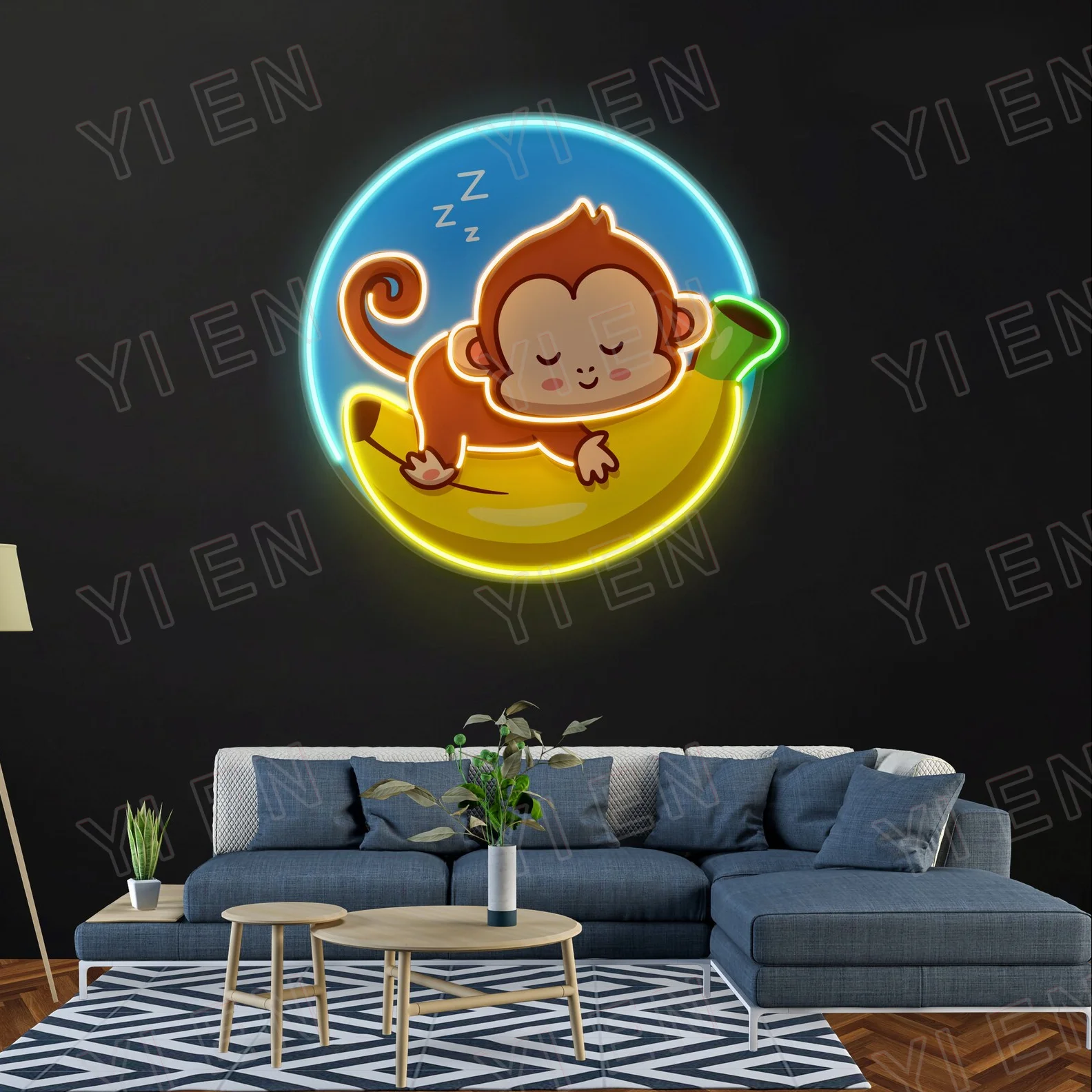 

Sleeping Monkey LED Neon Sign - Monkey Wall Art for Kids' Room, Bedroom, or Game Room Decor