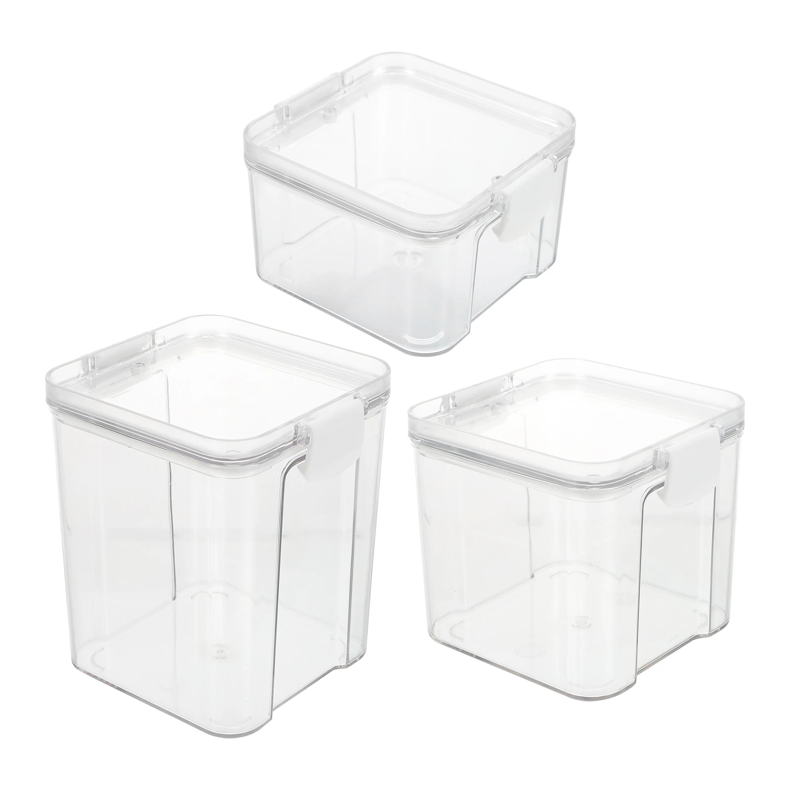 

3pcs Airtight Square Plastic Food Grade Kitchen Containers Clear Household ganizer Kitchen Storage Jar Storage Box