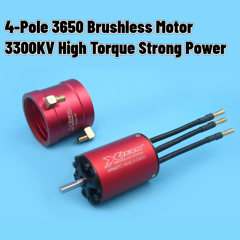 

4-Pole 3650 Brushless Motor KV3300+Water-Cooling Jacket RC Boat Power Set 5mm Shaft 50-75CM Ship Strong Torque High Efficiency