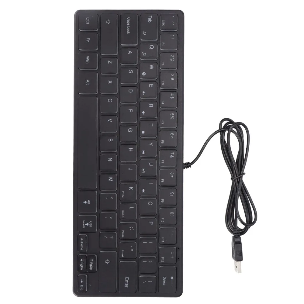 Easy to Carry 64 Keys Wired Gaming Keyboard Plug and Play 3 Backlights Mini Keyboard RGB Backlights USB Keyboard Business Trip