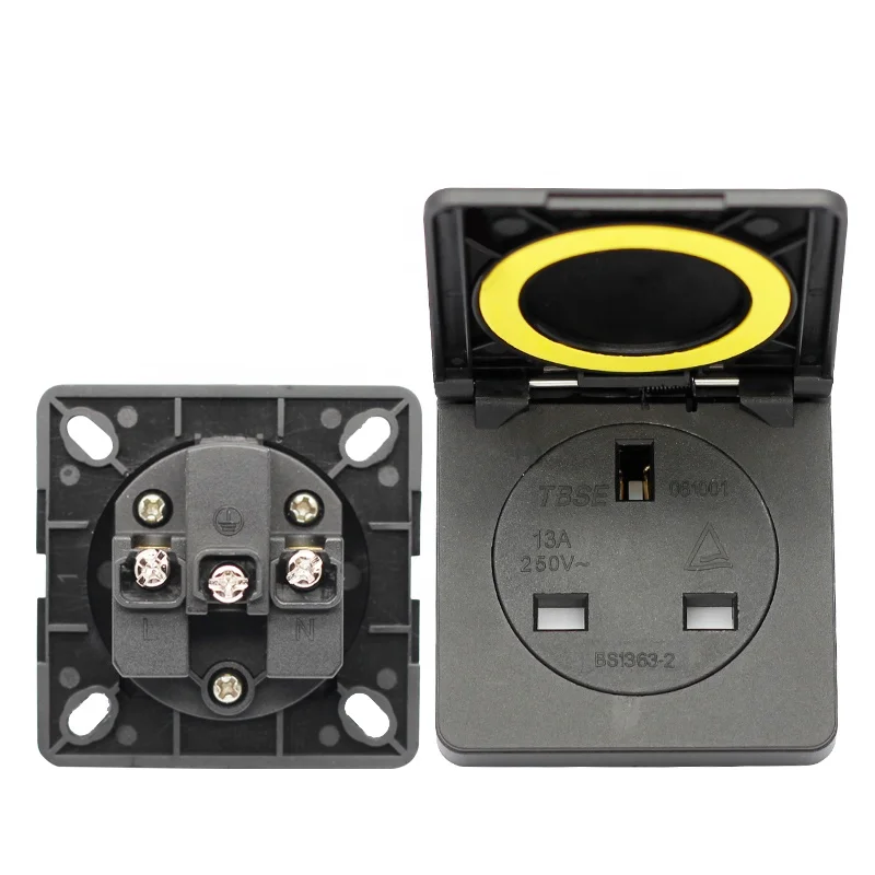 British industry safety outlet 13A 250V IP44 TUV BS certification UK IP54 waterproof 13a power socket