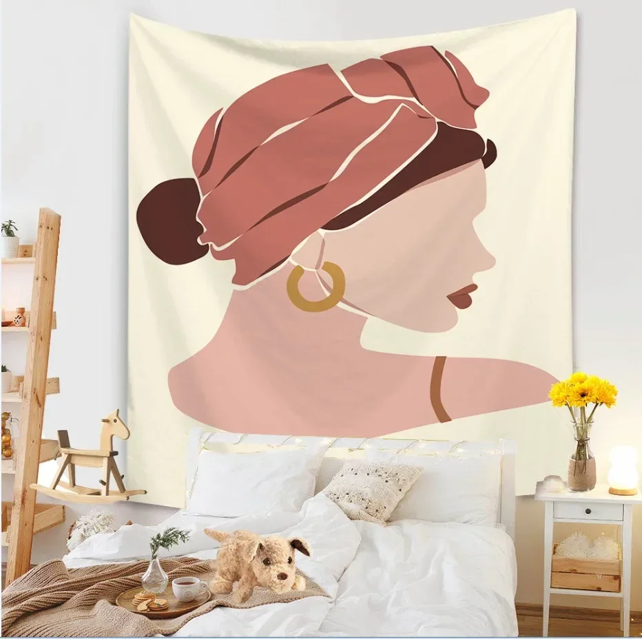 Small Fresh Tapestry Ins Hanging Cloth Background Cloth Cartoon Leaf Sowing Decorative Cloth Bedside Wall Curtain