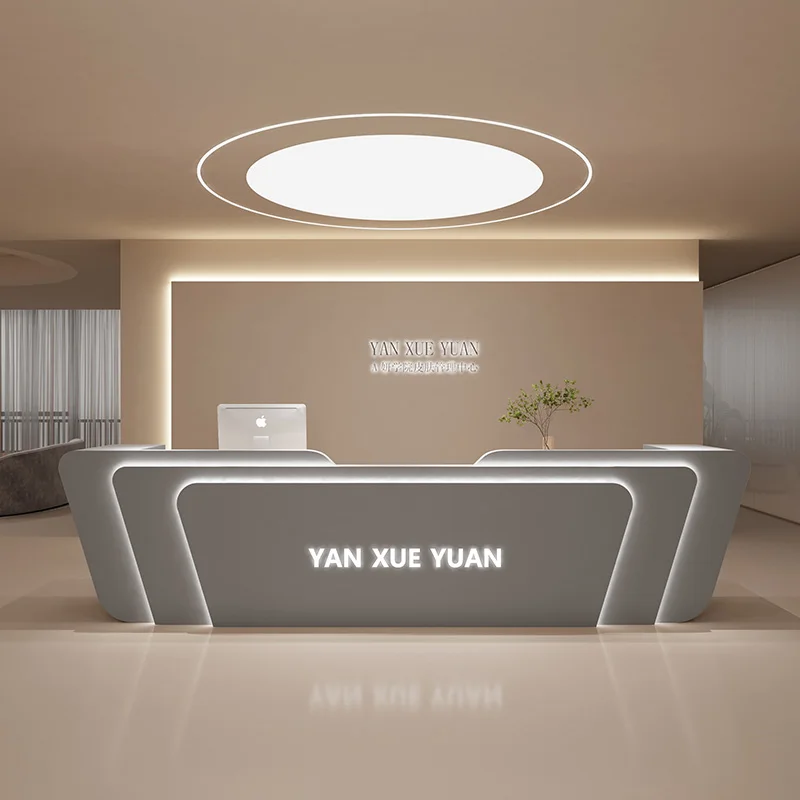 Mostrador de recepción de caja de acero inoxidable, barra Dental de belleza moderna y sencilla, institución de entrenamiento, empresa, muebles Empfangs Theke
