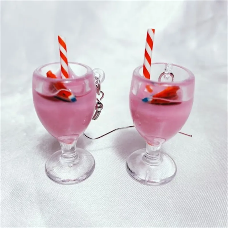 New Pink Drink Charm Earrings Cute Earrings Dangle Earrings Kawaii Food Earrings Novelty Earrings Unique Fun Milkshake Dessert