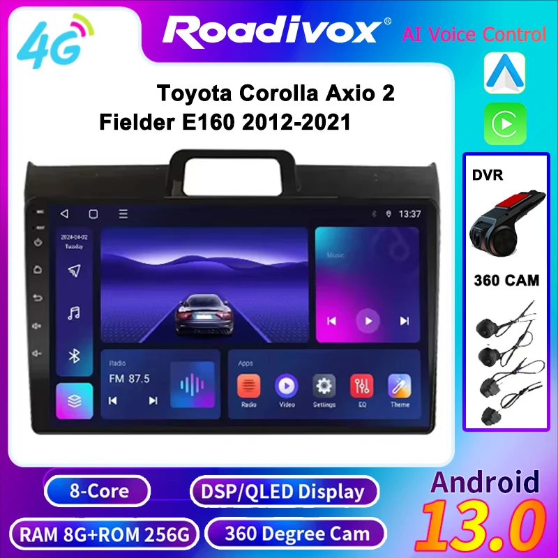 Car Radio 9/10 inch AndroidMultimedia Player for Toyota Corolla Axio 2 Fielder E160 2012-2021 with Stereo Screen VideoGPS Navi