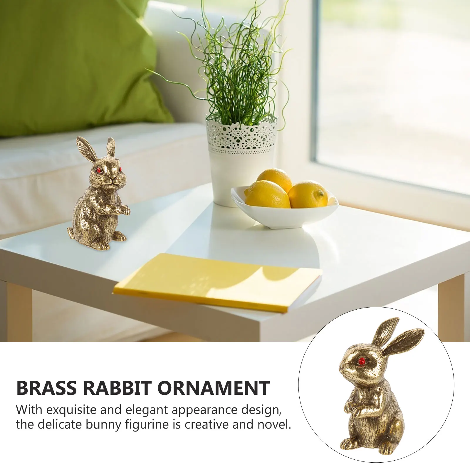 

Bunny Figures Tabletop Brass Rabbit Decor Statue Shaped Figurine Exquisite Decorations