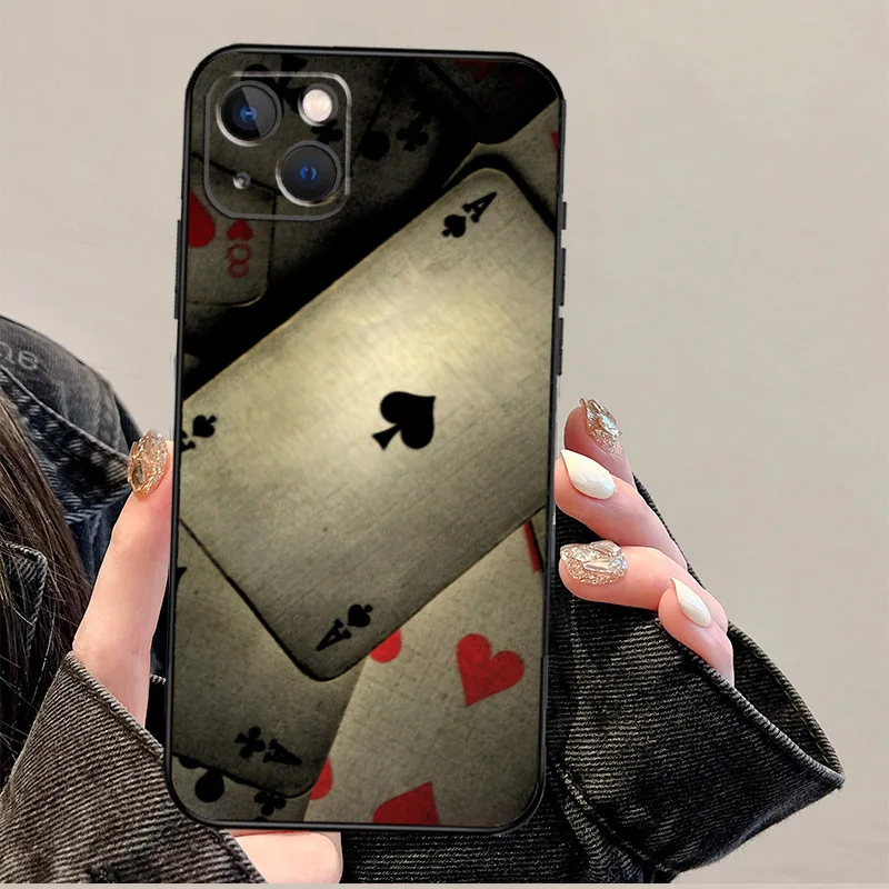 Spades Poker Play Cards Ace Cover For iPhone 14 11 12 13 15 16 Pro Max Mini Plus X XR XS Max Case