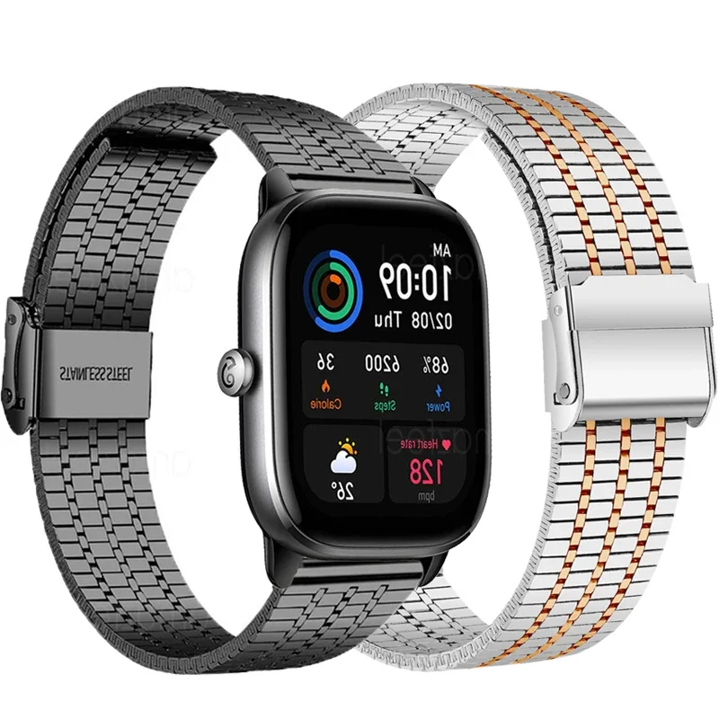 Metal Watch Strap For Amazfit GTS 4 3 2 Mini Smart Watch Band For Amazfit GTR 4 3 2 Stainless Steel Bracelet Bip 3 Pro Wristband