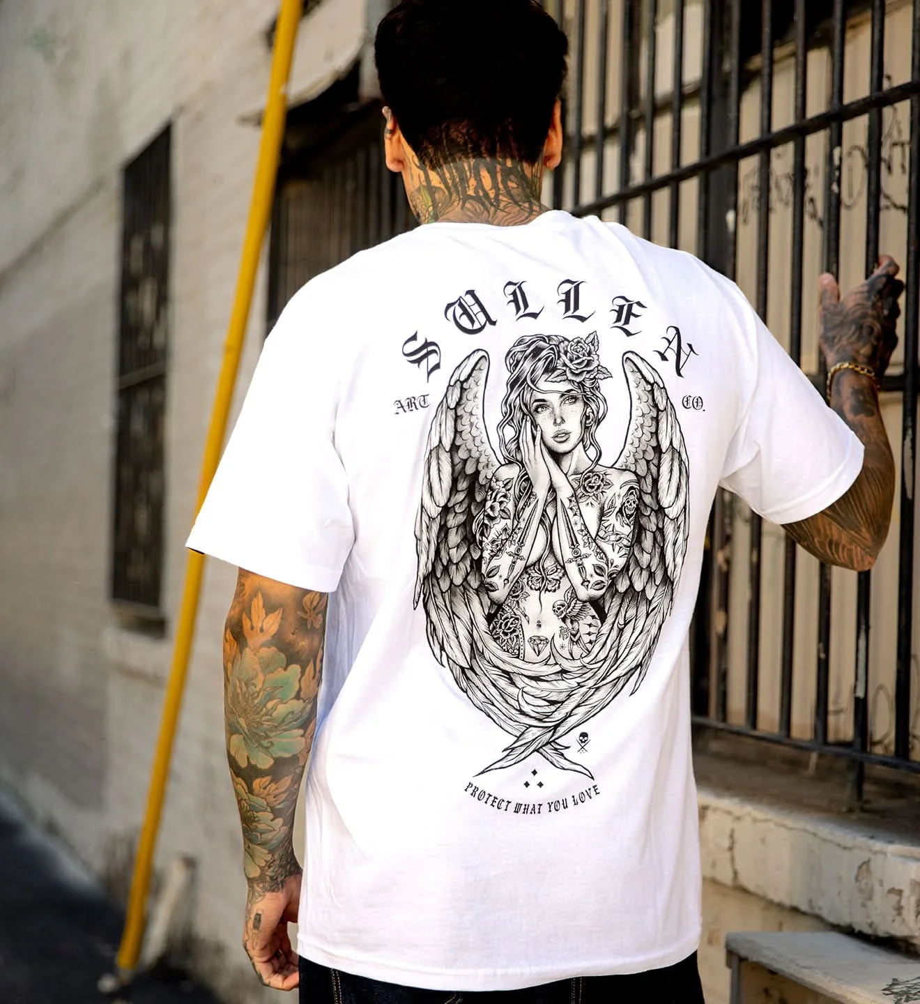 Dream Angel Standard White Tattoo Art Street Trend Fashion Casual T-Shirt Men's and Women's Luxury Brand Top