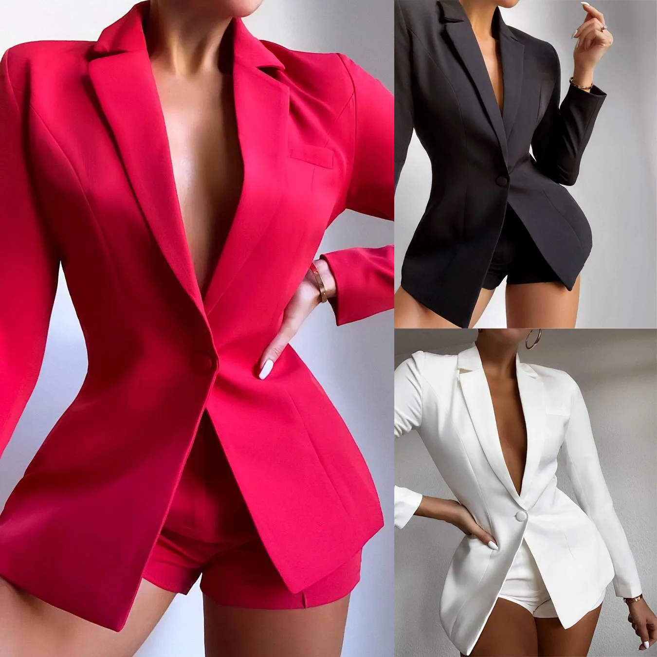 

Women Autumn Winter New Casual Suit Women's Loose Two-piece Set Long Sleeve Blazer Jacket & Shorts Pants