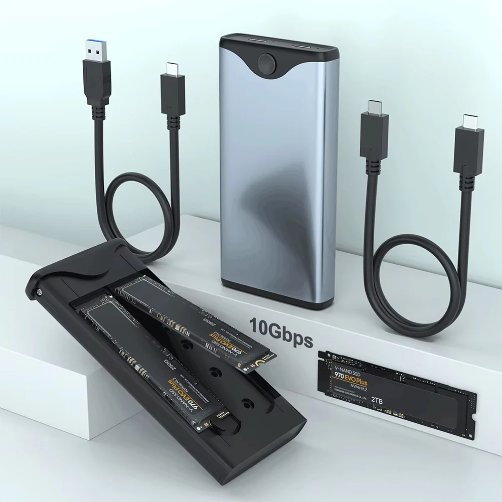 M.2 SSDกรณีNVME Enclosure Dualโปรโตคอลฮาร์ดดิสก์ไดรฟ์กล่องอะแดปเตอร์ 10Gbps USB3.2 Gen2 Type-Cกล่อง
