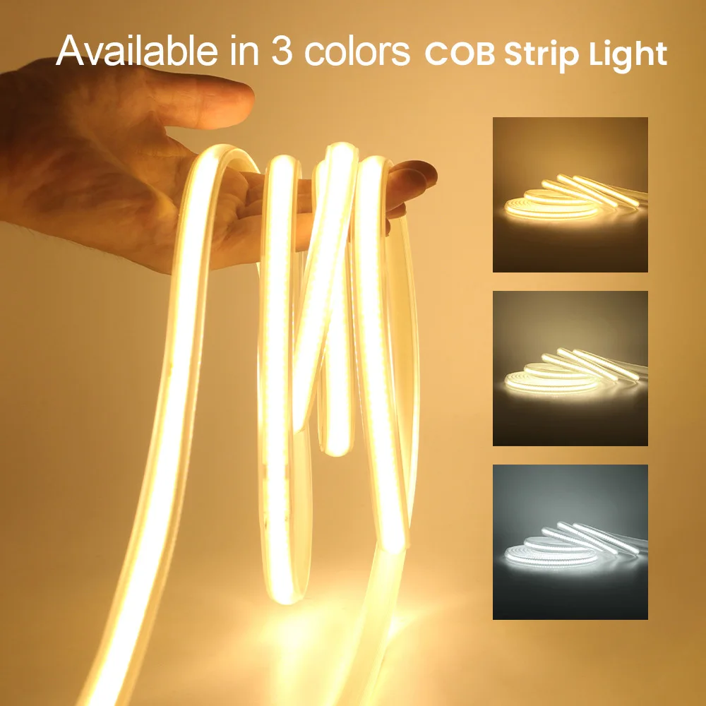 Dimmable COB LED Strip Light Wall Touch Switch 23key Remote 220V 110V Power Kit 288LED Flex Ribbon High Density Linear Lighting