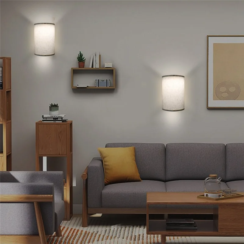 

Retro Wall Lamp Fabric Shade Light Dimmable Wall Light Fixtures With Remote Control For Bedroom Living Room Durable RGB16-Colors