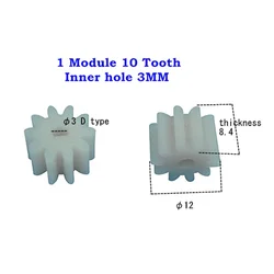 5PCS/LOT Nylon Gear 1M 10T Plastic Gears 1 Module 10 Tooth Inner Hole 3MM