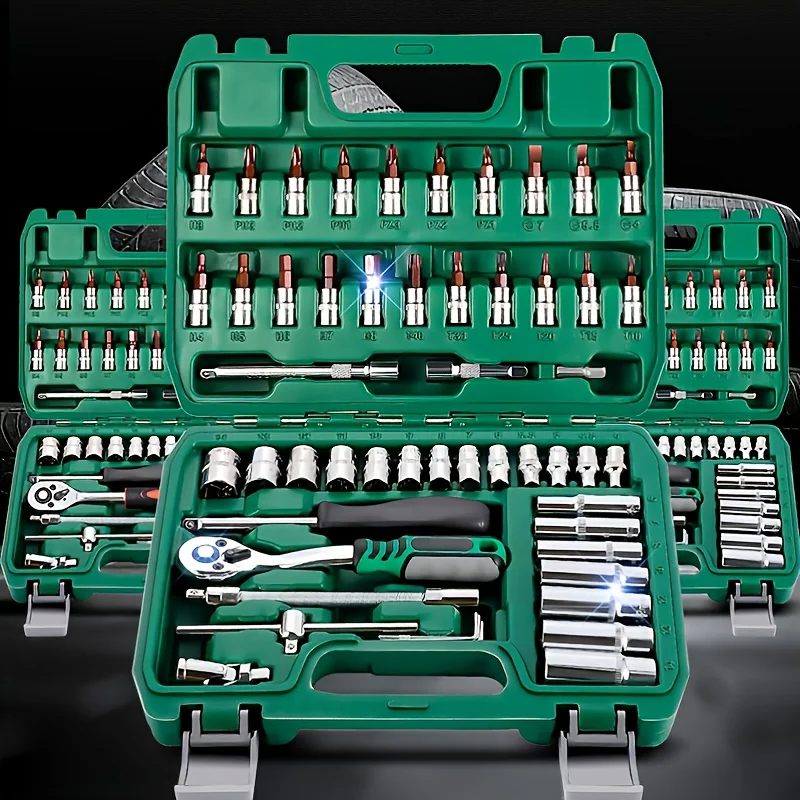 46pcs Socket Set Car Repair Tool 72-Tooth Ratchet Spanner Wrench Set Pawl Socket Spanner Screwdriver Home Repairs Tool Kit