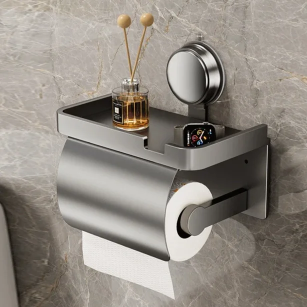 Suction Up Paper Rack Toilet Paper Holder No Drilling Bathroom Tissue Rack Household Wall-mounted Toilet Paper Box 1PC