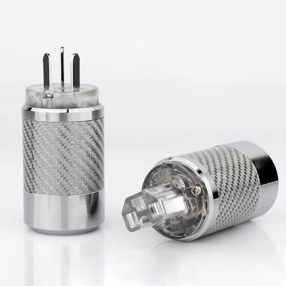 WCF4TR Carbon Fiber Rhodium Plated AU Australia Male Female Power Connector HIFI DIY Mains Connector