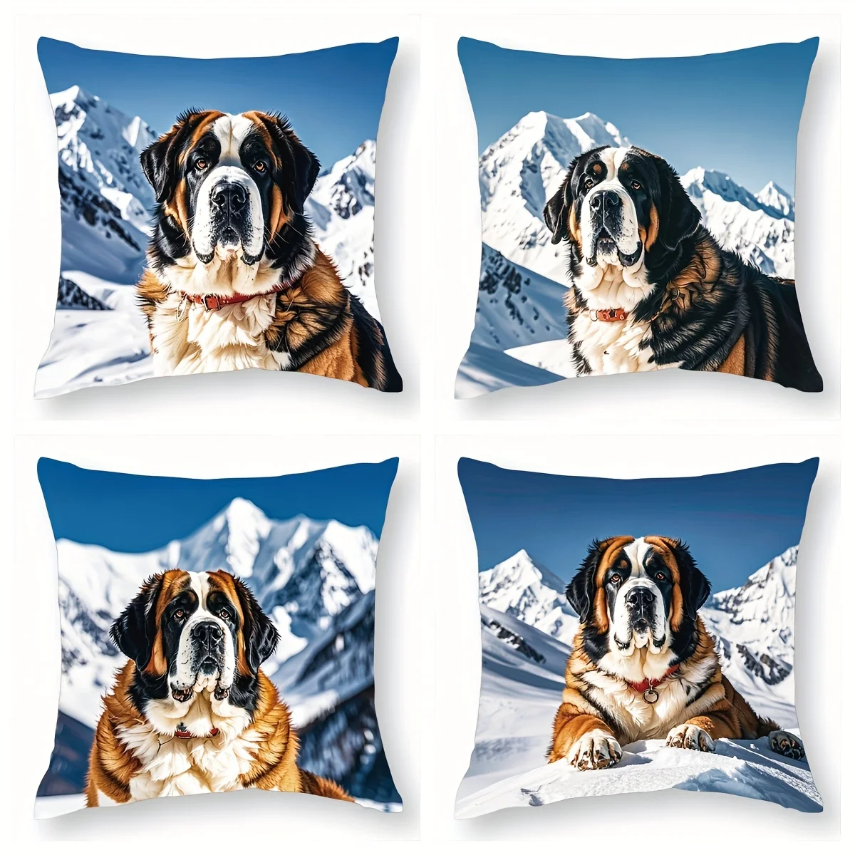 Dog Portrait Pillowcase Print Pet Lover Gift Home Decor Canines Mastiff Snowy Mountain Photography Cover