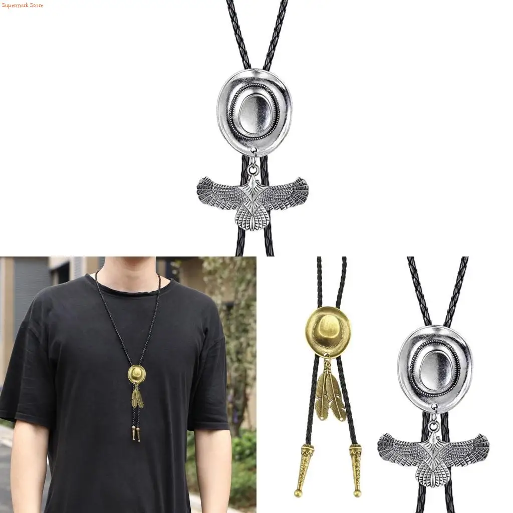 Q5WE Cool Bolo Tie Necktie Western Cowboy Necktie Necklace Male Costume Accessory