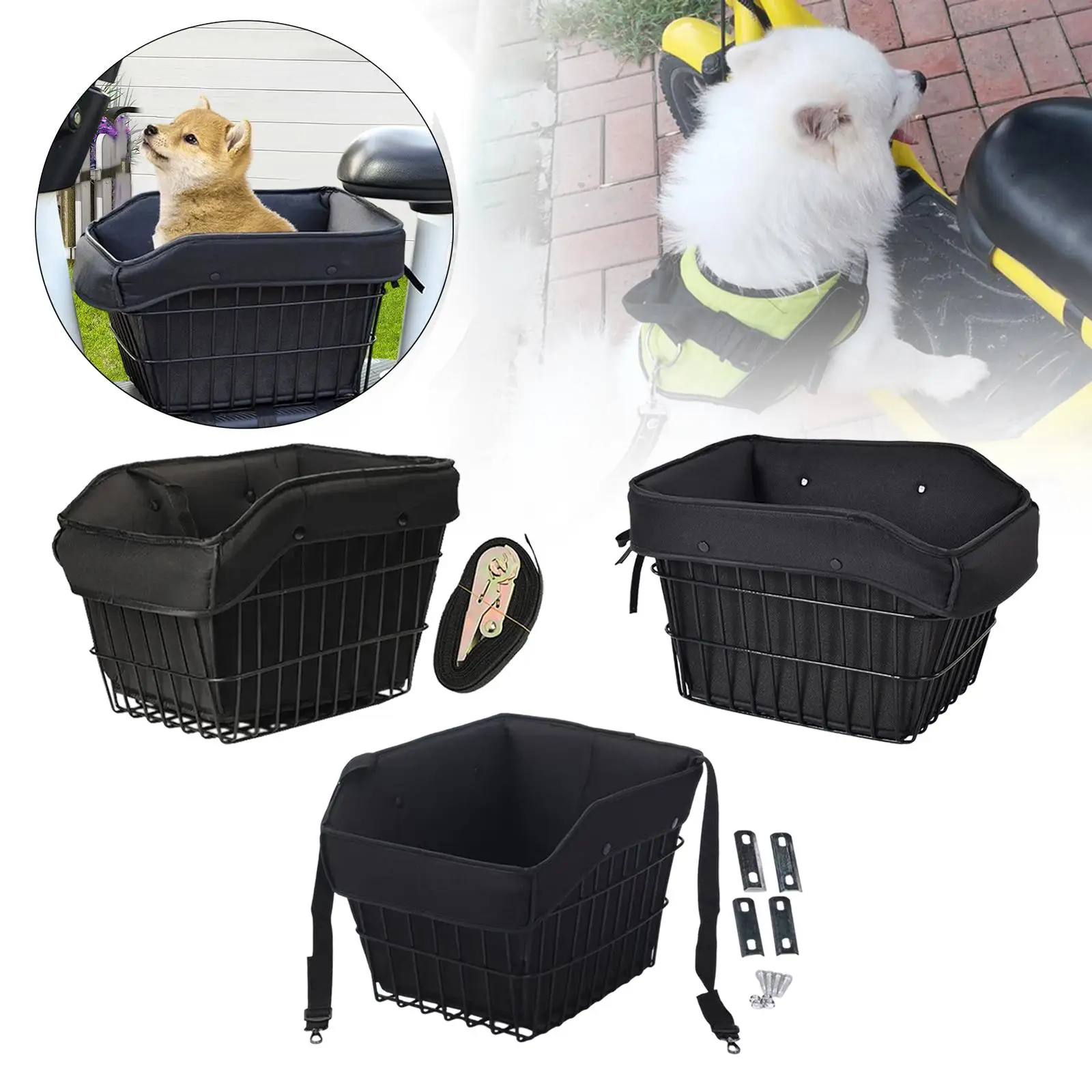 

Bike Basket Lightweight Container,Metal Wire,Large Capacity Bike Pannier Basket with Liner Bag for Biking Outdoor Shopping