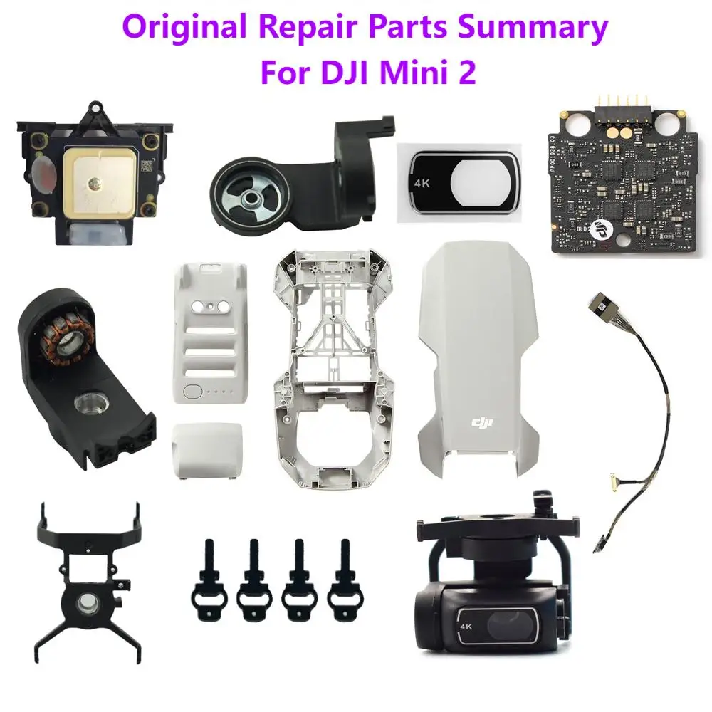 Piezas de reparación originales para DJI Mini2 cardán, Cable de señal de cámara, GPS/ESC, lente de tablero, carcasa de cuerpo de vidrio, soporte de