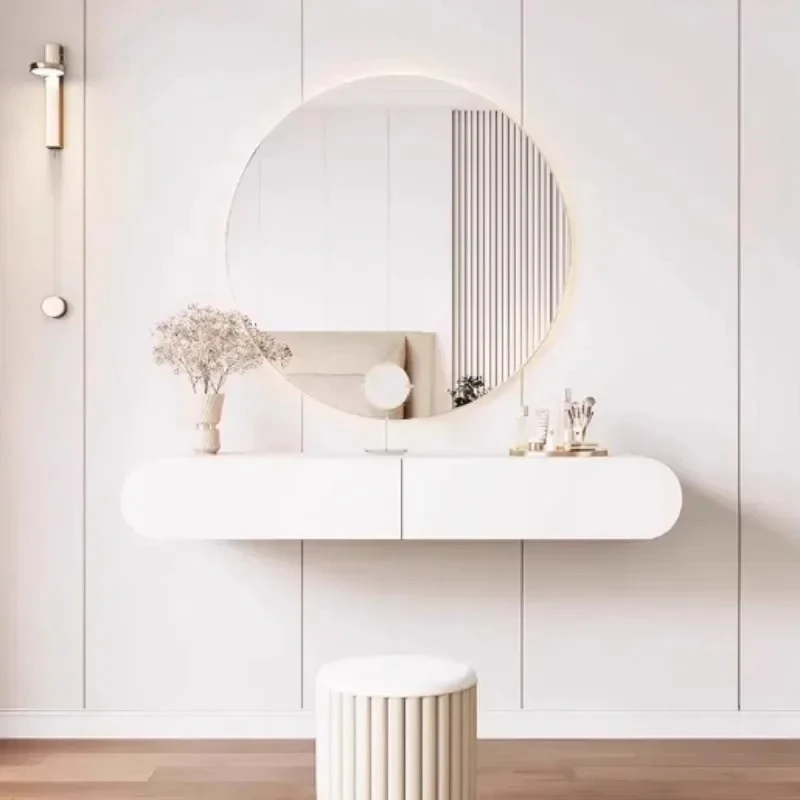 Cream suspended dressing table modern minimalist bedroom dressing table wall mounted dressing table mirror combination u q