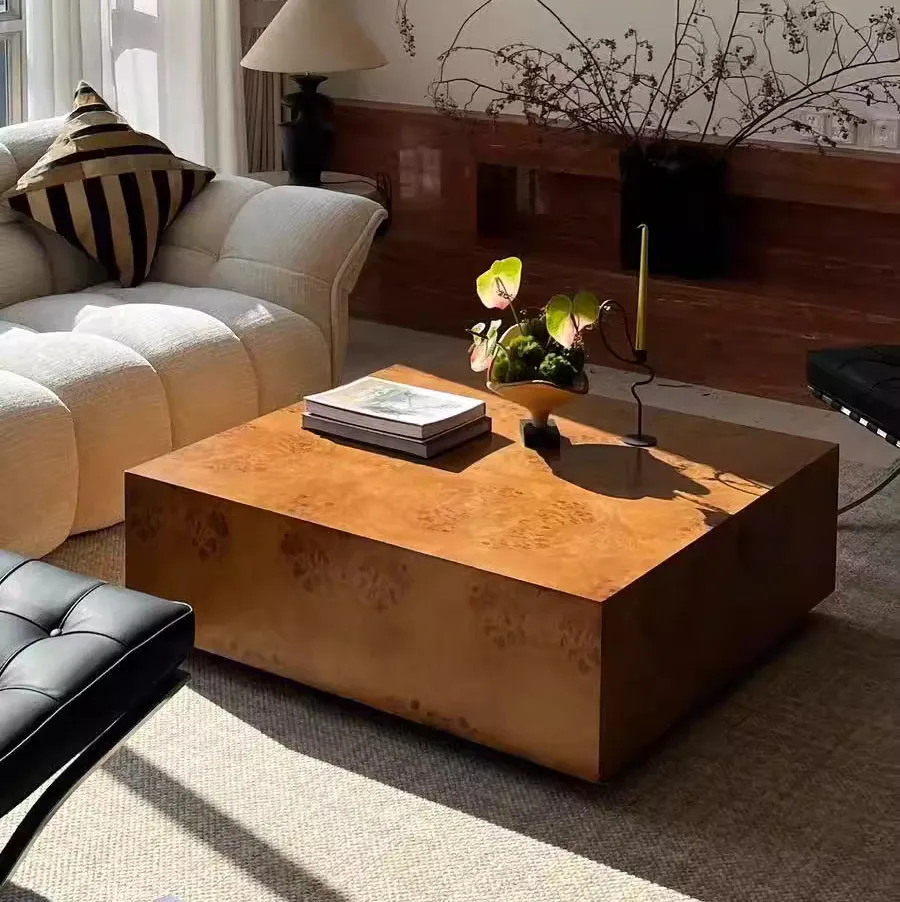 

✘x Italian Designer Retro Light Luxury Wabi-Sabi Style Solid Wood Tree Bark Coffee Table Small Side Table Set for Living Room&