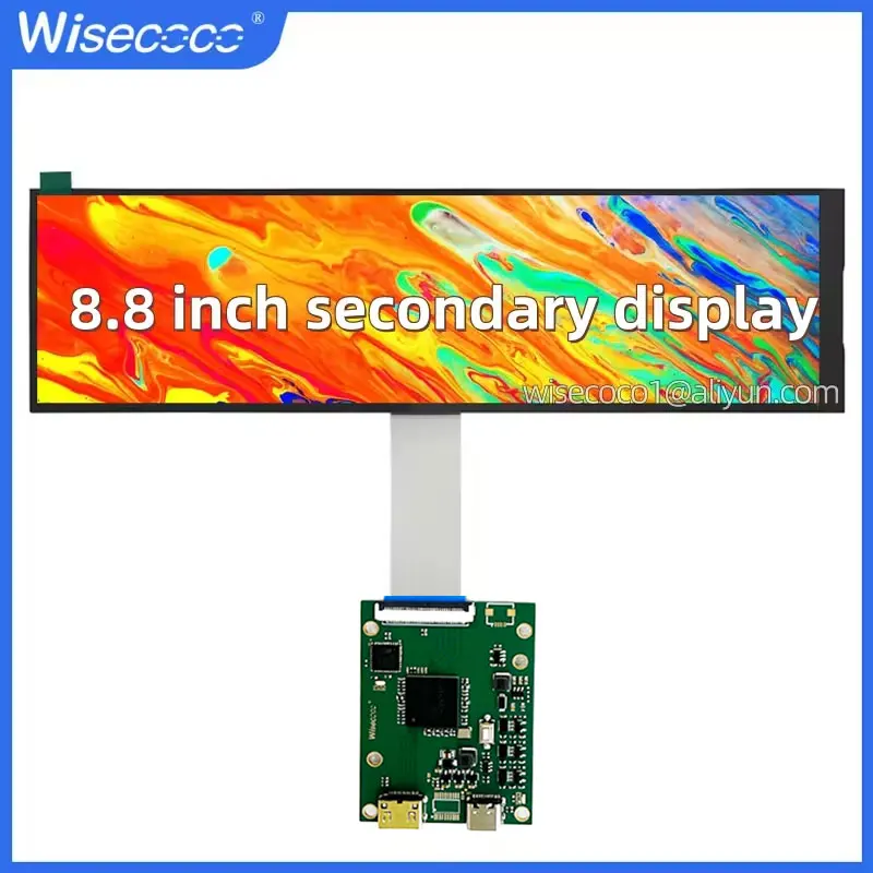 Wisecoco 8.8 Inch Long Strip LCD Screen 1920*480 Secondary Monitor AIDA64 Sub Display CPU GPU SSD Information For Rasoberry Pi