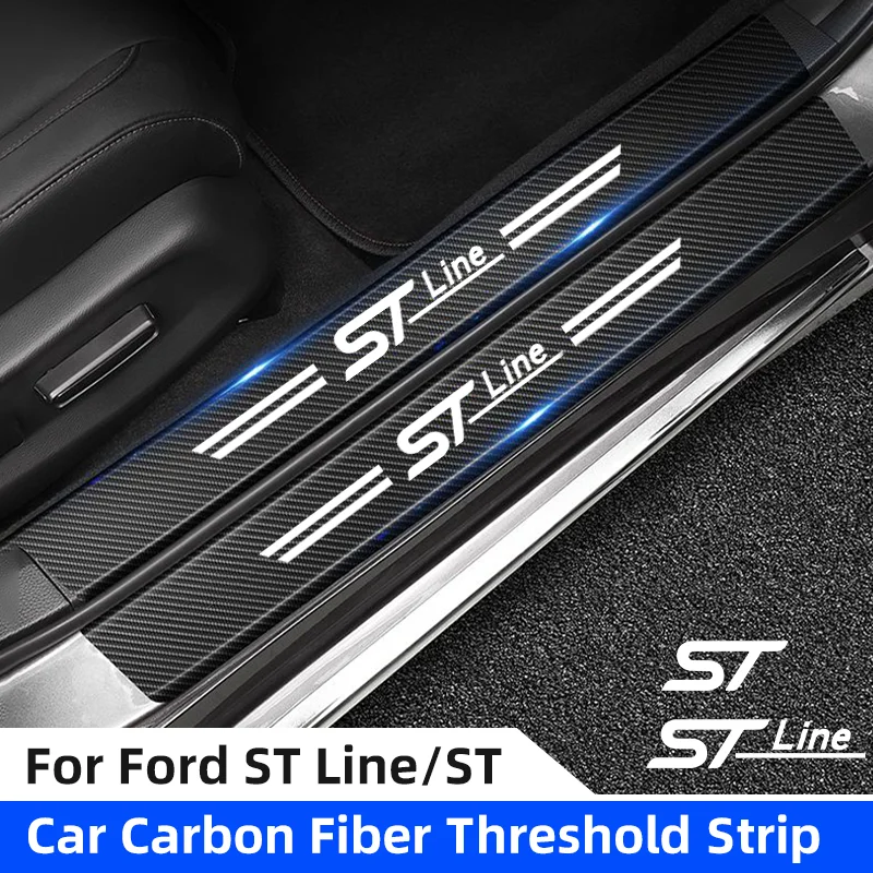 

Carbon Fiber Car Door Sill Sticker Auto Door Threshold Protector Strip For Ford ST STLine MK3 MK4 Focus Kuga Fiesta Accessories