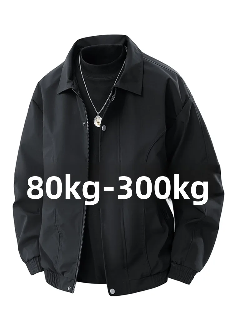 

plus Size 300 Pou Men's Jaet Casual Collar Spring Autumn Polyester Fabric Long Sve Zipper Closure Youth Faion