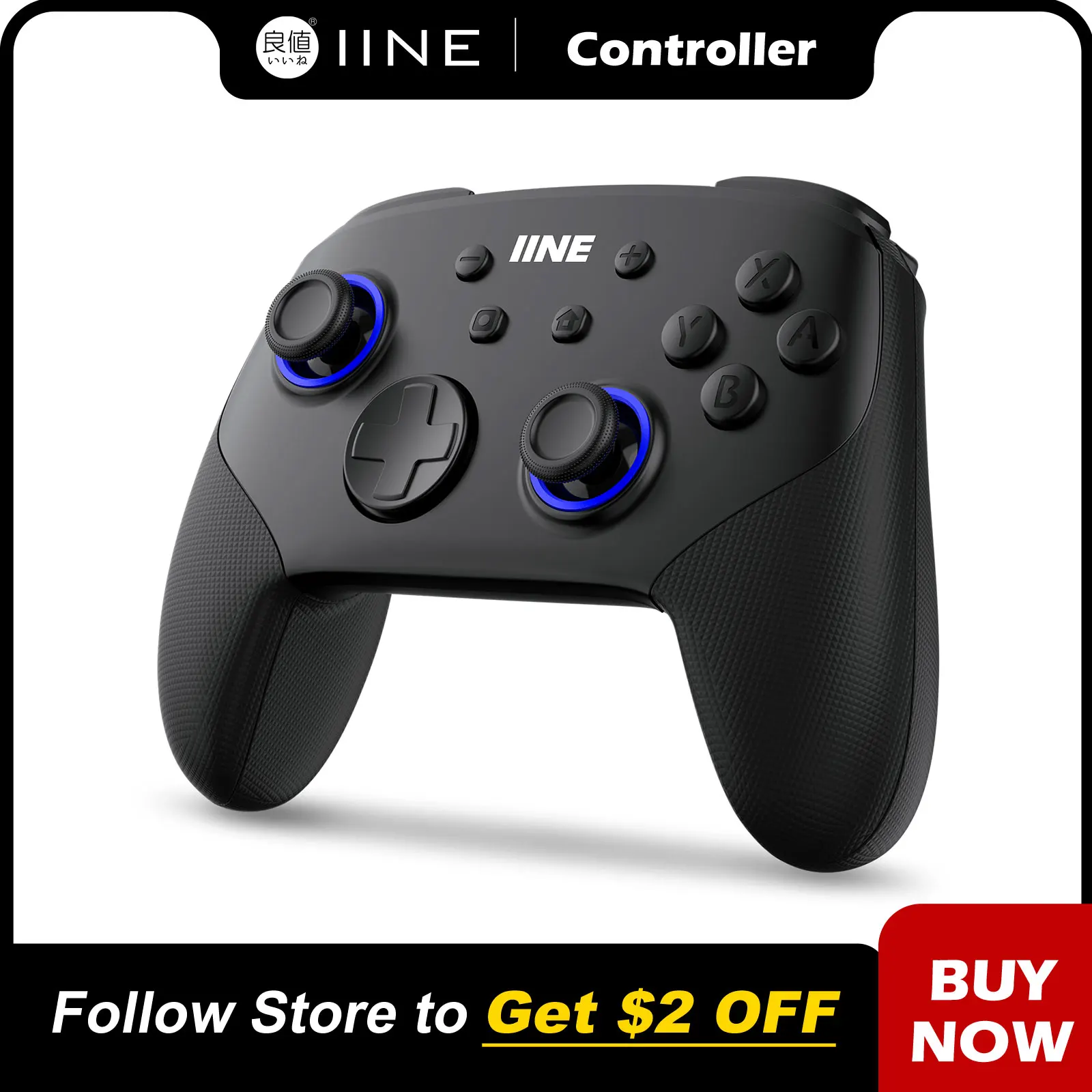 IINE Falcon Black Wireless Controller Turbo&Macro Function RGB Lighting Compatible With Nintendo Switch/OLED/Lite