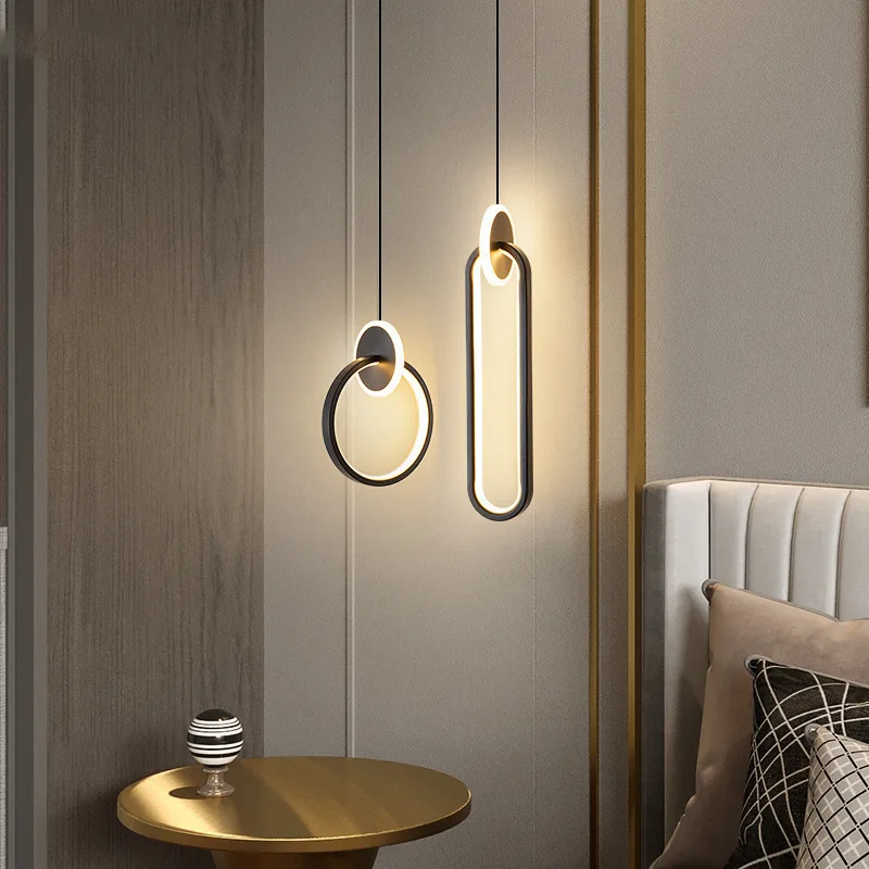 Modern Nordic Ring Pendent Lamp Bedroom Study Dining Room Bedside Restaurant Living Room Decoration Round Personality Chandelier