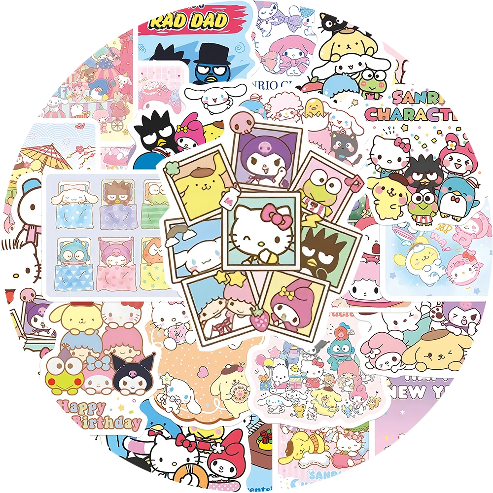 

10/30/50pcs Cute Sanrio Cartoon Creative Stickers Funny Cartoon Decals Kids Toy DIY Laptop Phone Luggage Kuromi Pochacco Sticker