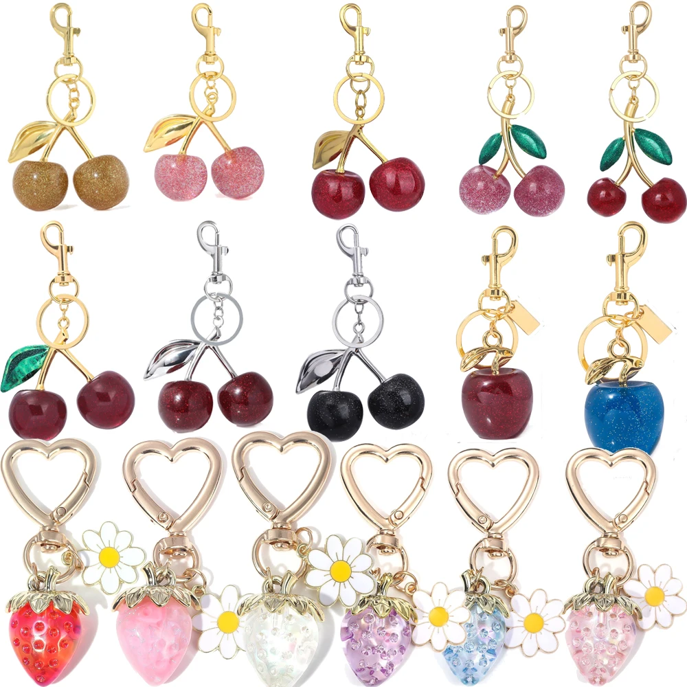 المرأة المفاتيح الكرز الفراولة التفاح قلادة حقيبة اكسسوارات الصيف الفواكه الكرز قلادة كيرينغ للنساء الرجال المجوهرات #1