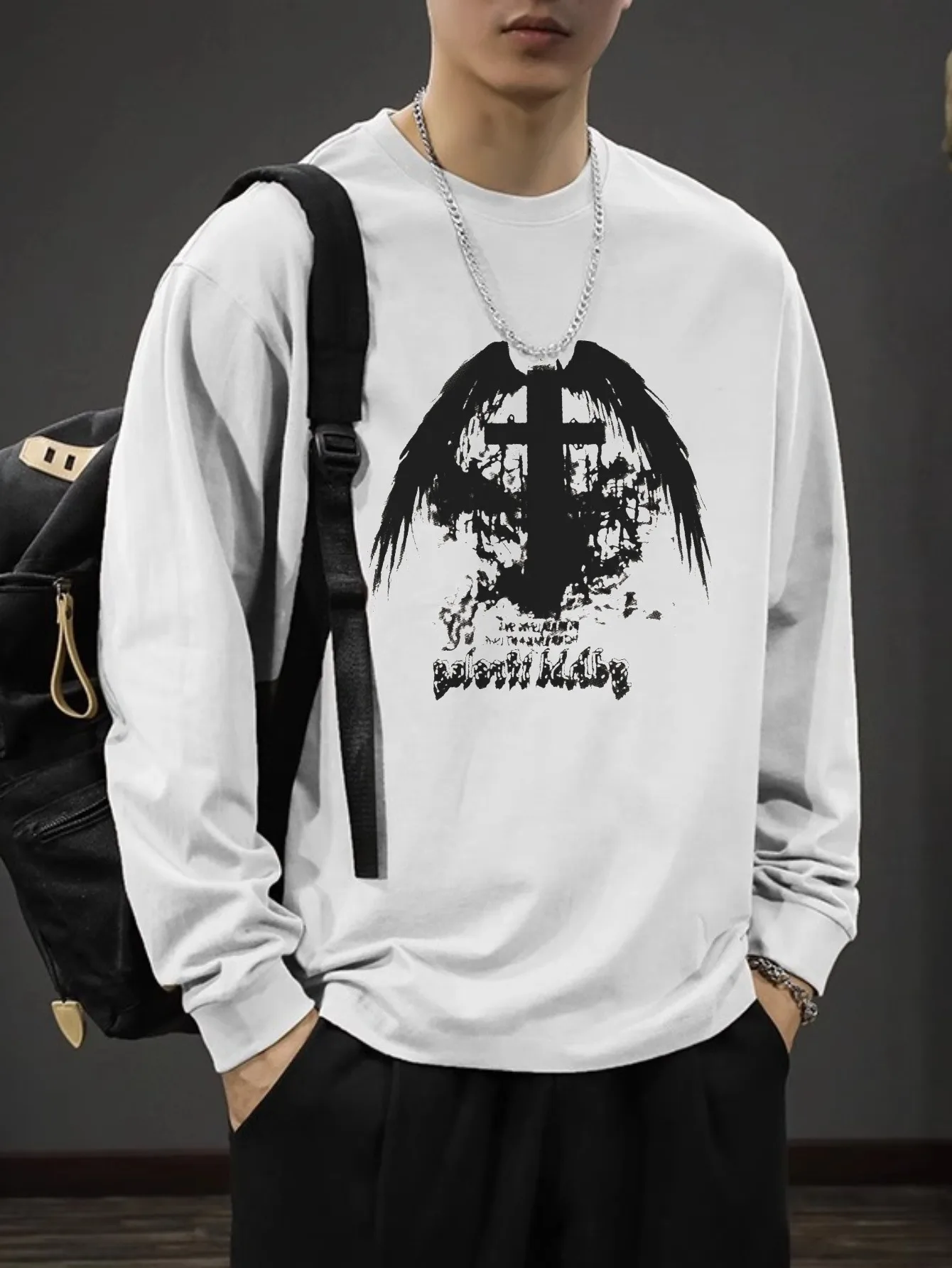

Long sleeve printed sports T-shirt 2025 Spring T shirt for Men Quick Dry Breathable Polyester O-Neck Casua graphic Oversized Tee