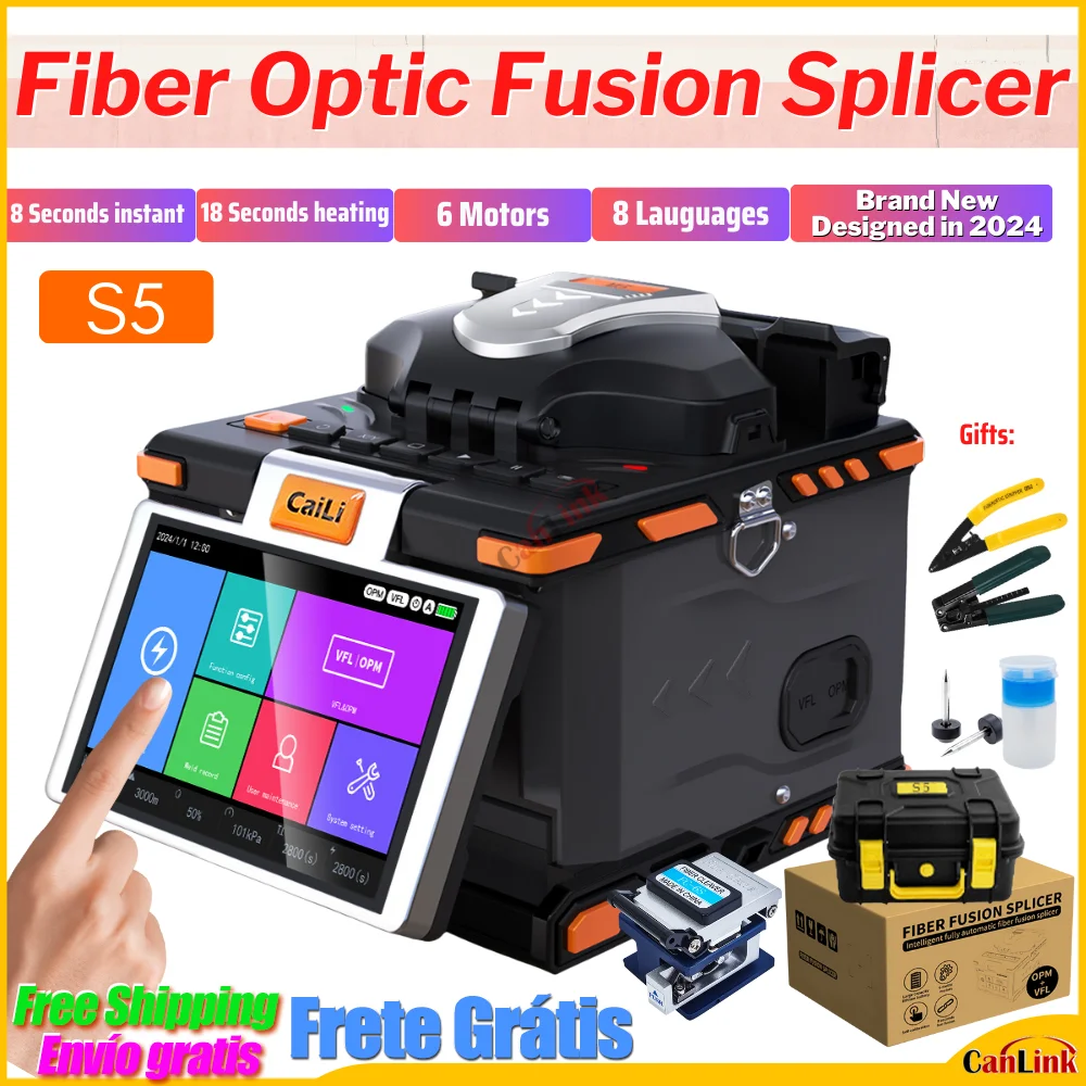 

CaiLi S5 FTTH Optical fiber electric welding machine soudeuse fibre optique OPM+VFL Fiber Optical Fusion Splicer as M5