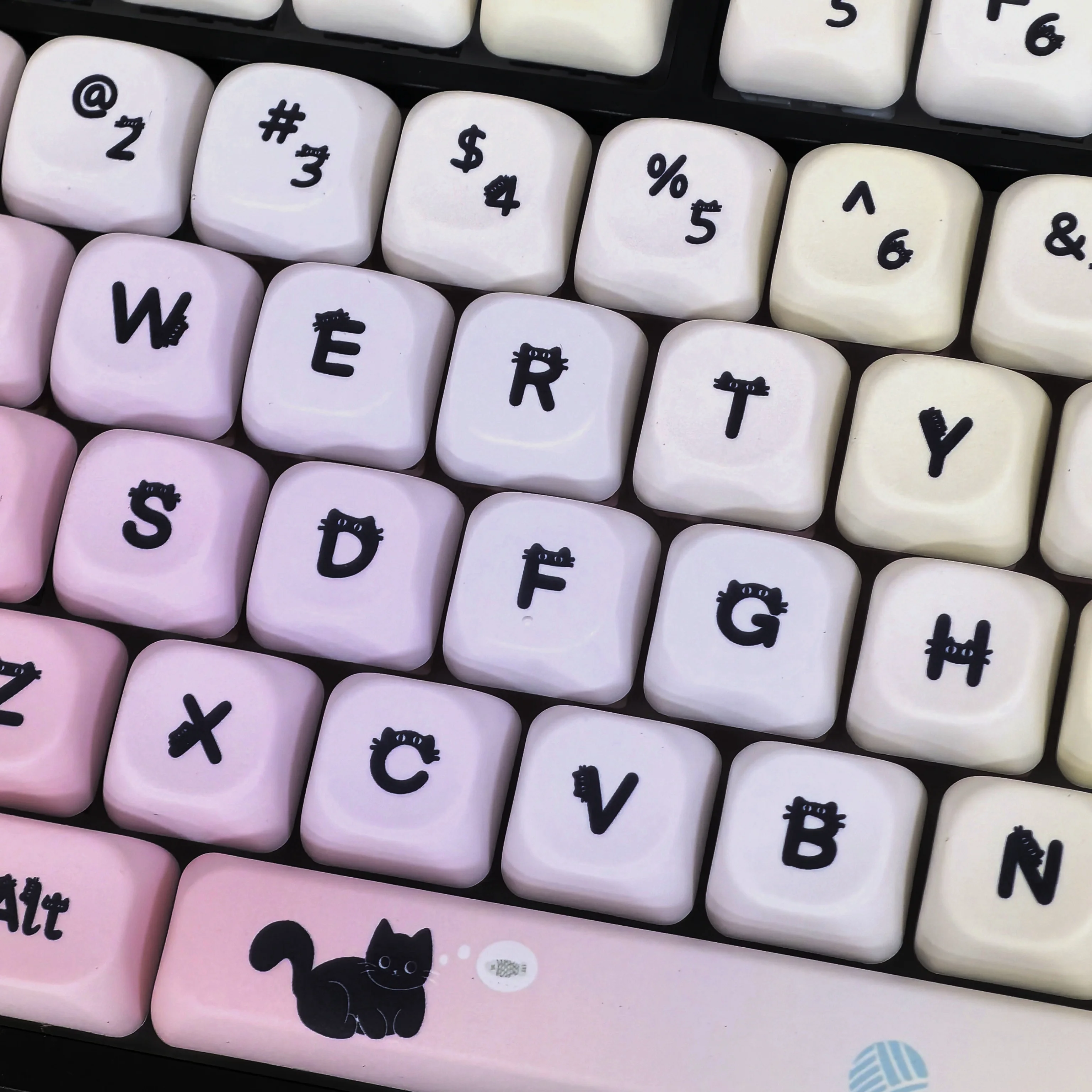 MAIMOOO Black Cat Daily Keycap Cute Cat Gradient Pink Blue Cherry Moa Pbt For Mechanical Keyboard ISOKeycap Cute Cartoon Keycaps